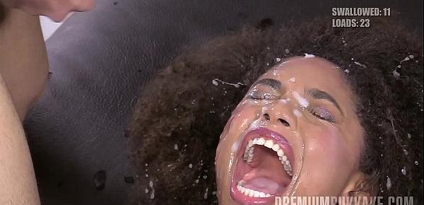  Premium Bukkake - Luna Corazon swallows 50 huge mouthful cum loads